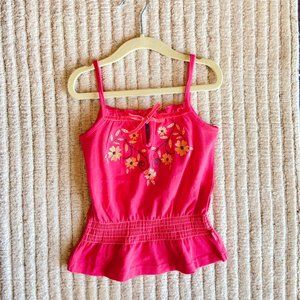 Pumpkin Patch rose embroidered cami with smocked waist, Girls size 5, VG